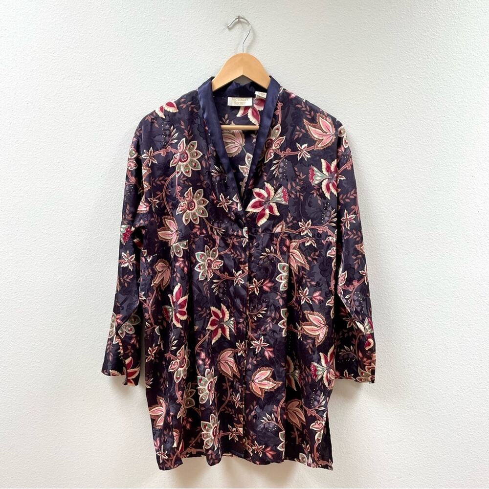 Vintage Gold Label Victoria’s Secret Satin Floral Sleep Shirt Women’s Small